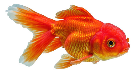 Close up of a Vibrant Orange and Red Fancy Goldfish Swimming Gracefully
