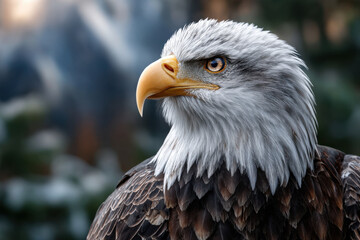 Obraz premium Majestic Bald Eagle Close Up Portrait