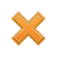Obraz premium Golden Colored X Mark Illustration: Isolated Icon, Negative Symbol, Failure concept or Unfulfilled