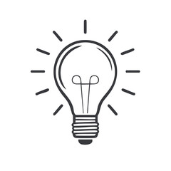 Stylized Light Bulb Illustration Depicting Idea and Illumination With a Simple Black and White Design