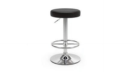 Modern black bar stool with adjustable height and chrome base.