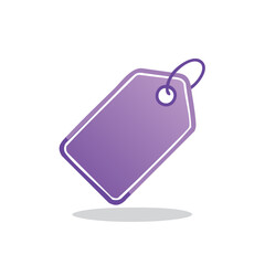 Fototapeta premium Purple pricing tag with a rounded corner and a loop for attachment