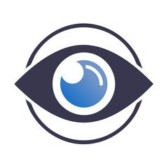 Stylized eye symbol with a blue iris encircled by dark outlines representing vision or observation