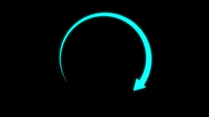 Circle arrow refresh and reload icon animation with loading progress on black background.Animated Refresh button, circle arrow icon set, reload, rotation .4k video