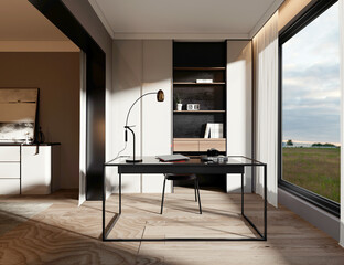 3d render of modern working office room