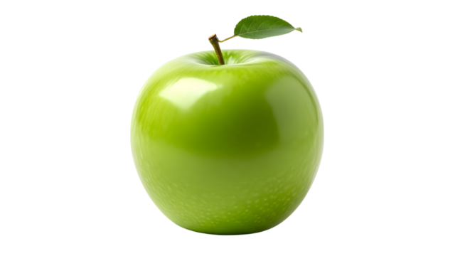 Shiny green apple with leaf on white background - Powered by Adobe