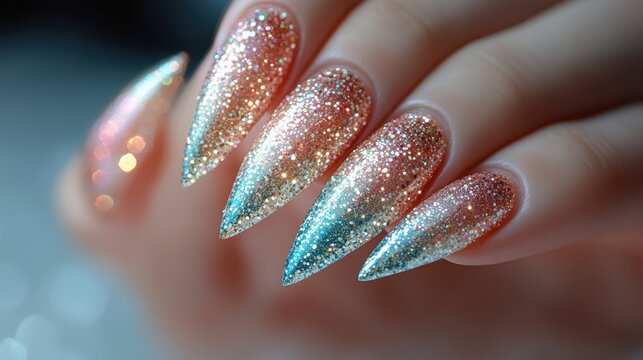 Woman show beautiful nail after receive care service by professional Beautician Manicure at spa centre. Nail beauty salon use nail file for Glazing treatment. manicurist make nail to beautiful. - Powered by Adobe