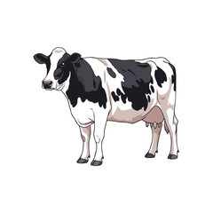 vector illustration of a fresh milk-producing cow isolated on a white background