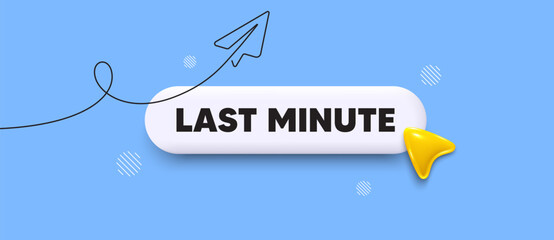 Last minute deal search bar. Share plane line icon. Last minute deal. Special price offer sign. Advertising discounts symbol. Search button with 3d cursor. Vector