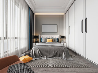 interior of a bedroom, 3d render