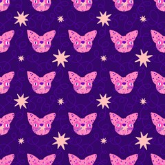 Halloween animals seamless cats pattern for wrapping paper and fabrics and linens and kids clothes print