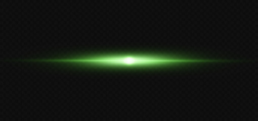 Vector illustration in green color. Set of lighting effects. Glare and flashes. Bright rays of light. Glowing lines. Vector illustration. Dust.Neon