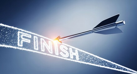 Arrow Hitting Finish Line Concept perfect for Business presentations, project completion announcements, motivational content, website banners, blog