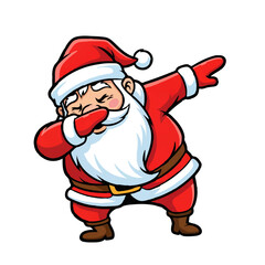 Cartoon Santa Claus Dabbing on White Background

