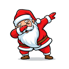 Cartoon Santa Claus Dabbing on White Background

