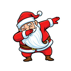 Cartoon Santa Claus Dabbing on White Background

