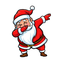 Cartoon Santa Claus Dabbing on White Background

