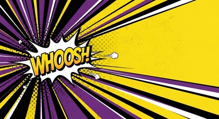 Whoosh! Comic Book Pop Art Background with Dynamic Lines perfect for Website banner, social media graphic, presentation slide, flyer design, marketing