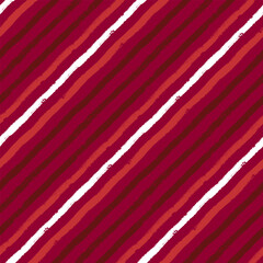 Christmas stripe vector pattern, seamless hand paint candy cane lines background, red diagonal striped concept for wrapping paper
