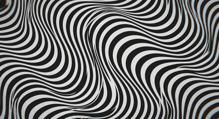 Abstract zebra pattern with curved black and white lines in a modern design