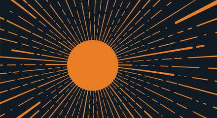 Abstract radiating lines emanating from a central sun, geometric design