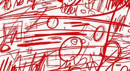 Dynamic Abstract Background with Expressive Red Strokes and Geometric Elements