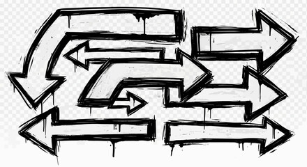 Dynamic arrow collection in urban graffiti style for creative direction concept