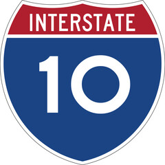 Interstate 10 Shield USA Road Sign Editable Design