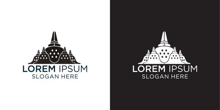 Elegant monolithic temple logo design template for travel agency, historical site, or cultural organization with vintage style, perfect for branding and marketing materials