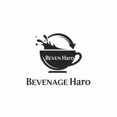 Beverage Haro Logo Design Featuring Coffee Cup with Splash and Arrow.