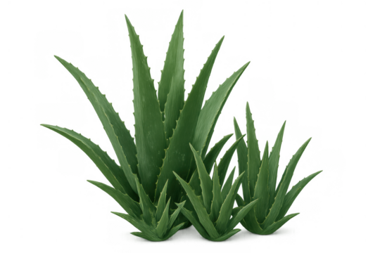 Aloe vera plants growing, representing natural medicine, skincare, and health on a transparent background