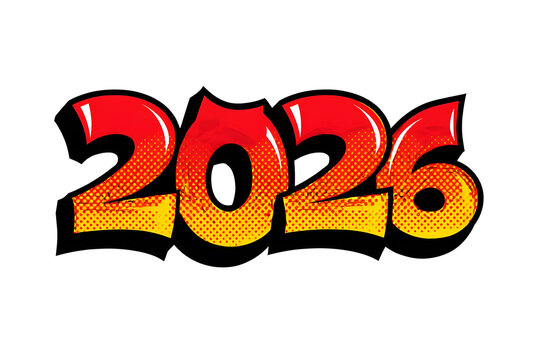 2026 graffiti style numbers, pop art comic design