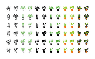 Plants and flowers icon set. Vector Icons. Icon bundle