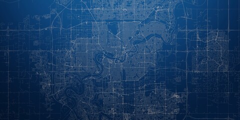 Obraz premium Edmonton (Canada) street map. The style of the map is blue metal