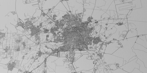 Obraz premium Isfahan (Iran) street map. The style of the map is grey paper