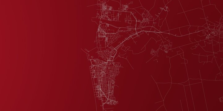 Liepaja (Latvia) street map. The style of the map is red background