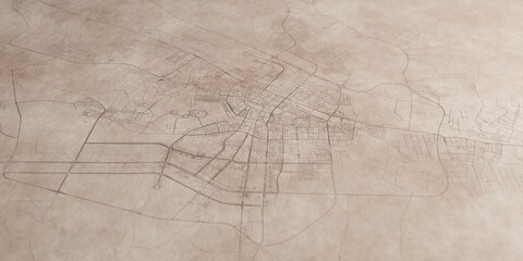 Fototapeta premium Ashgabat (Turkmenistan) street map. The style of the map is old paper