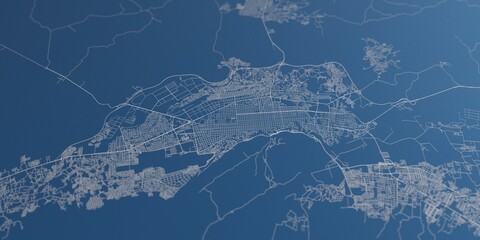 Barquisimeto (Venezuela) street map. The style of the map is blue paper