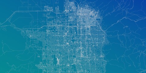 Salt Lake City (Utah, USA) street map. The style of the map is blue gradient