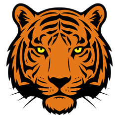 Tiger Head Mascot Isolated On White Background Cartoon Graphic Predator Illustration