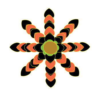 Abstract vector icon in bold hues.