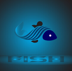 Creative Blue Fish Logo Design Concept