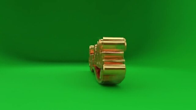 Elegant golden 'Happy Birthday' text shimmers dynamically on a vibrant green background, perfect for celebratory video projects