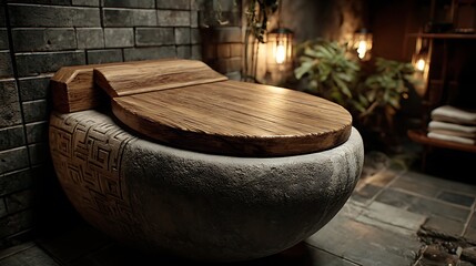 Bamboo toilet seat enhancing eco friendly bathroom high resolution picture