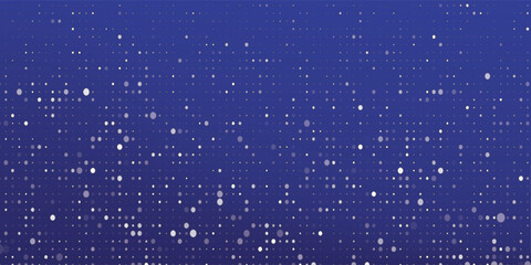 Magical heavy snow flakes backdrop. Snowstorm speck ice particles. Snowfall sky white teal blue wallpaper. Rime snowflakes february vector. Snow hurricane landscape, snowflakes on dark blue background