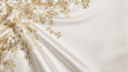 Elegant floral arrangement on a soft, flowing fabric background.