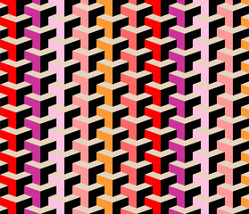 Vibrant interlocking geometric cubes optical illusion