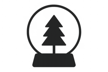 Snow globe with christmas tree inside, celebrating winter holidays and festive season, simple flat vector icon