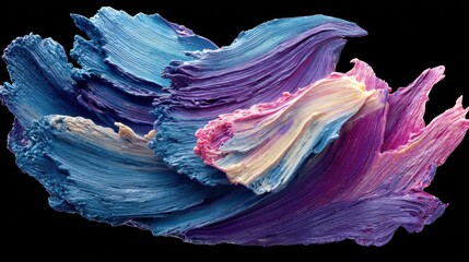 Abstract fluid paint stroke in blue and purple neon, isolated on white background, clean edges, perfect for PNG overlays and design elements