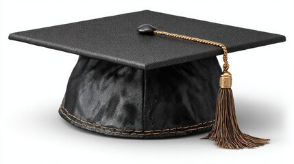 College graduation cap, isolated on white background, clean edges, photorealistic PNG perfect for academic and celebratory designs
